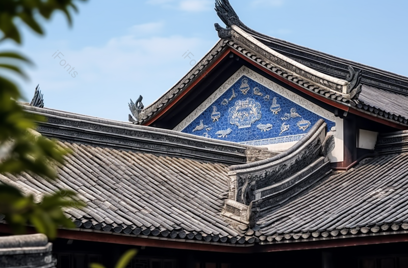 中国广州粤剧艺术博物馆古建筑景像房屋屋檐屋顶瓦片花纹高视角实拍图像摄影,高清,摄影图,摄影图片,图片大全,摄影图免费下载